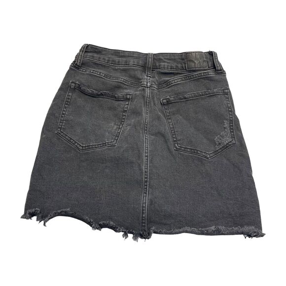 Aeropostale Straight & Pencil Skirt Women's 0 Black Denim Stretch Distressed - Picture 2 of 7